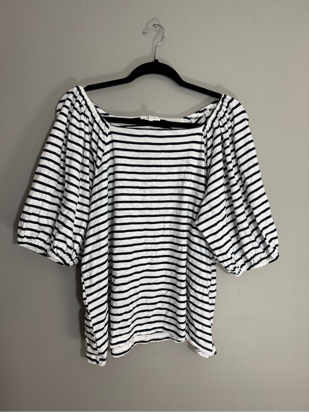 Maurices Black & White Striped Puff Sleeve Tunic